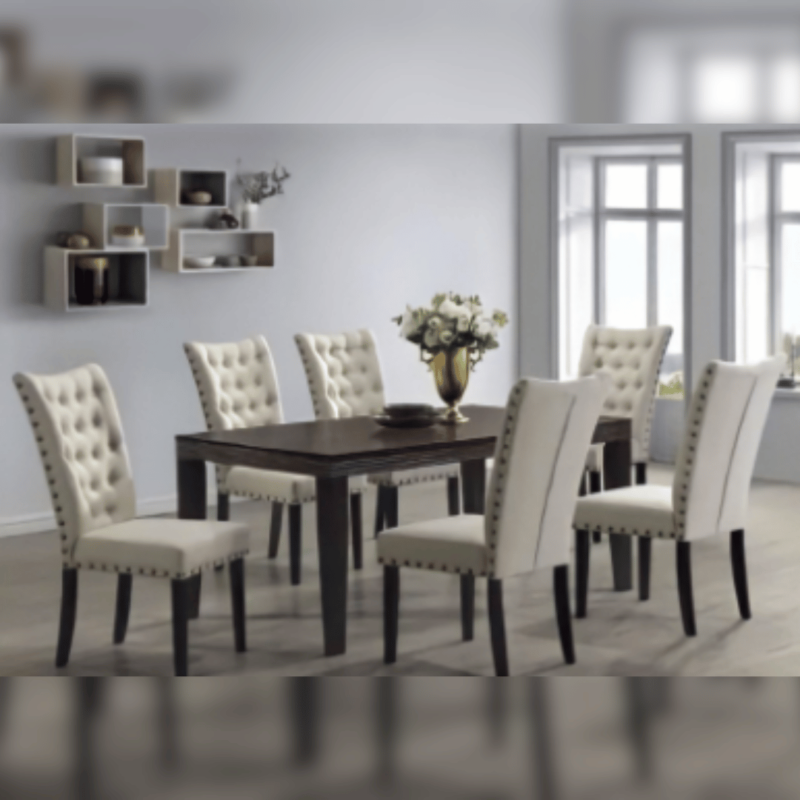 Precious 6-Seater Dining Set, showcasing its elegant design and spacious seating, perfect for family gatherings and dinner parties.
