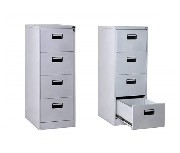4 Drawer Filing Cabinet Office Documents Safe Steel File Storage Organizer  – Empty Space