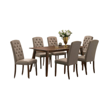 Evora 6-Seater Dining Set, showcasing its modern design and spacious seating, perfect for family meals and gatherings.