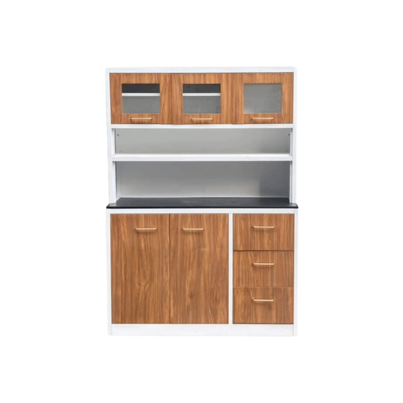 Kitchen Metal Cabinet, showcasing its sleek metal design and spacious storage compartments, perfect for organizing your kitchen essentials.