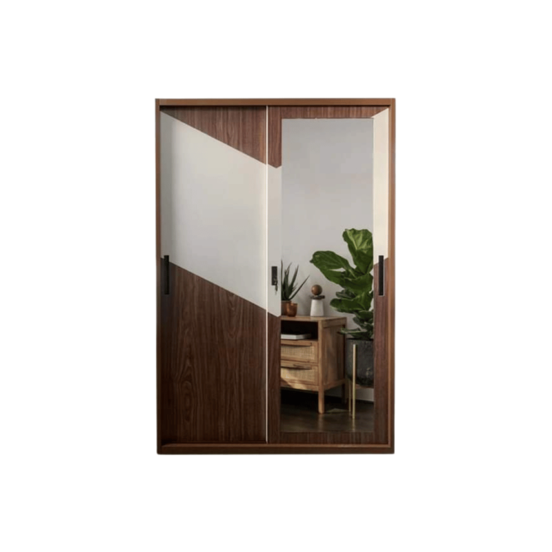 Nestor 2 Door Metal Sliding Wardrobe, showcasing its sleek metal design and spacious interior, perfect for organizing your clothes and accessories.