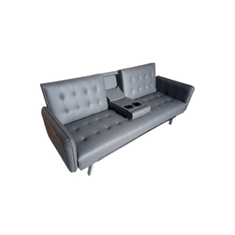 Sofa-Bed with Cup Holder Leatherette, showcasing its versatile design and practical cup holder feature, perfect for small spaces.