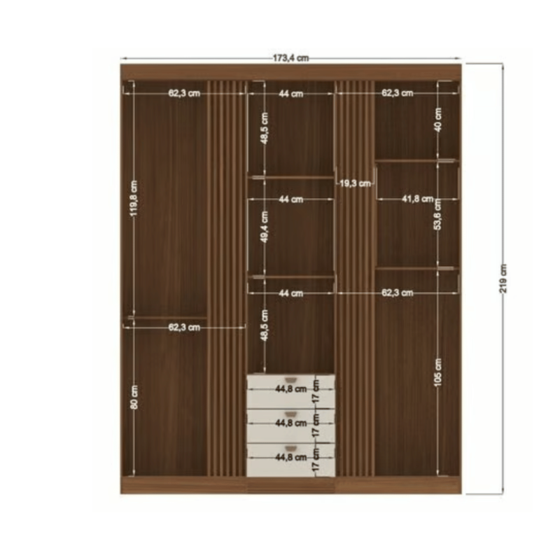 Image of the Alshon 3 Door Wardrobe with 3 Drawers, featuring ample storage space and a sleek design.