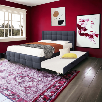 Dylan Tufted Platform Bed with Single Pull Out and Full Storage - Stylish and Functional Bed Frame