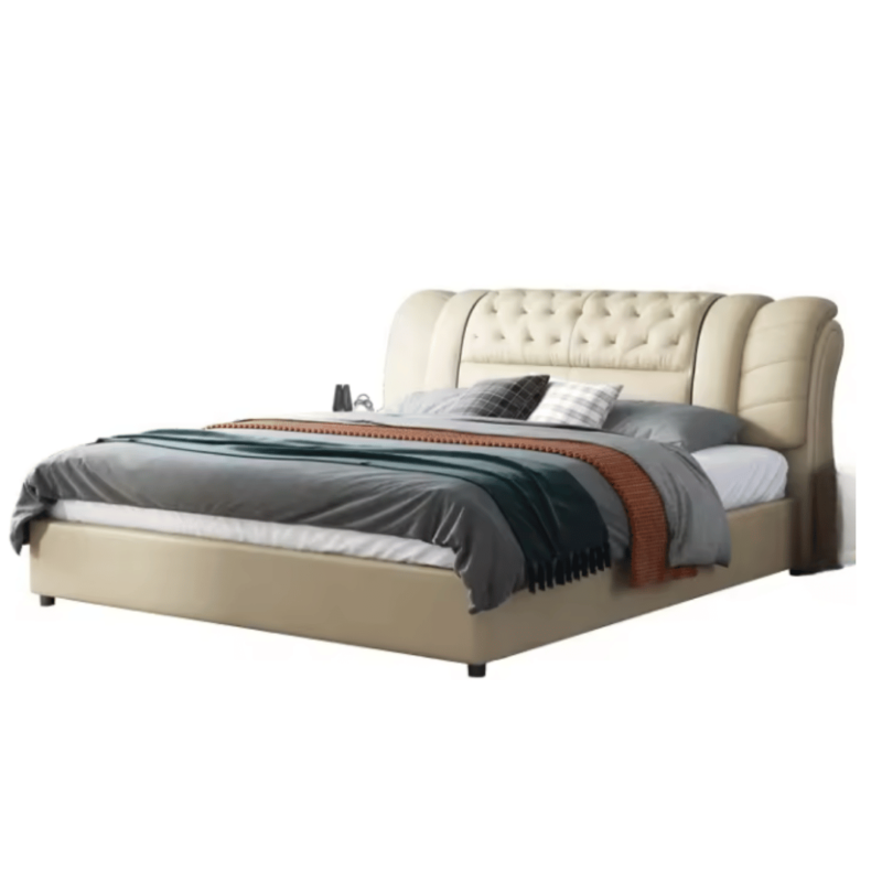 Genard Queen Size Bed Frame with 2 Side Tables - Modern and Functional Bedroom Set