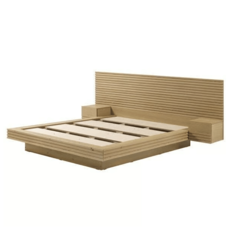 Samba Queen Size Bed Frame with Side Table - Modern and Functional Bedroom Set