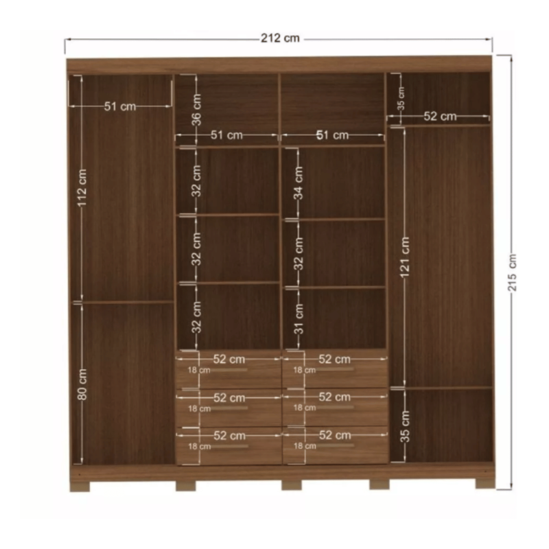 Image of the Woodburn 8 Door and 6 Drawers Wardrobe, featuring a modern design and ample storage space.