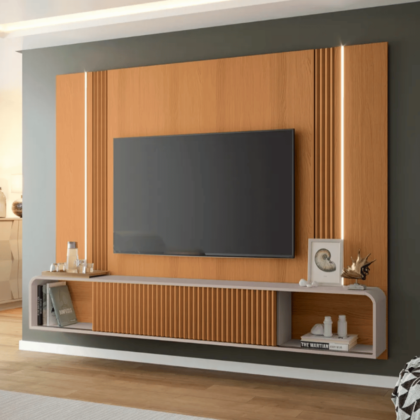 Desire TV Wall Panel with LED - Contemporary Design, Ample Storage, Bright LED Lighting, and Durable Construction for a Stylish Entertainment Area.