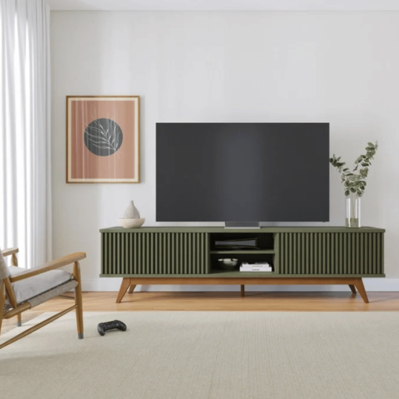 Fortez TV Stand: Sleek Design, Ample Storage, and Integrated Cable Management for a Stylish and Functional Entertainment Space.