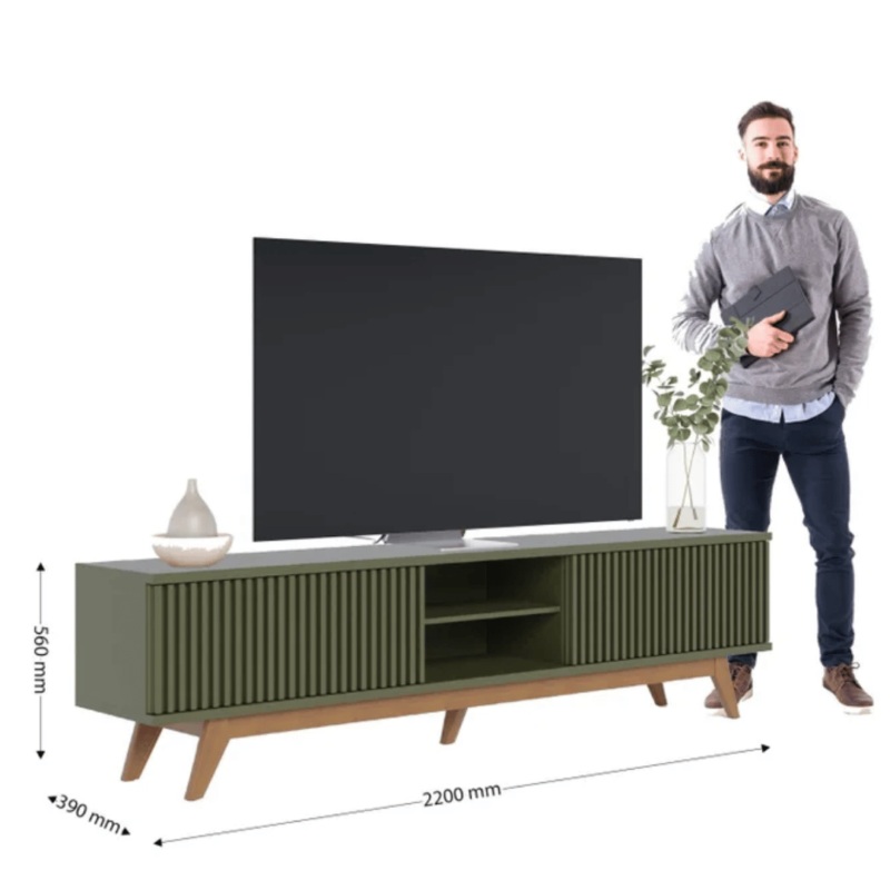 Fortez TV Stand: Sleek Design, Ample Storage, and Integrated Cable Management for a Stylish and Functional Entertainment Space.