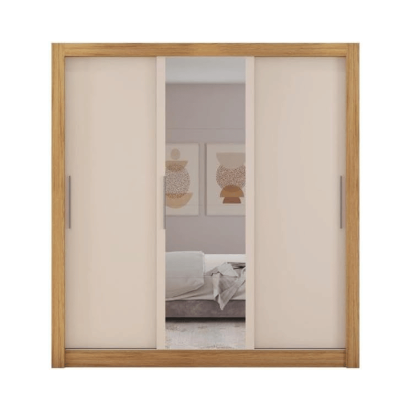 Matteo Sliding Wardrobe with Mirror: Modern Design and Ample Storage for Bedroom Organization.