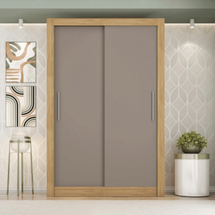 Straun 2 Door Sliding Wardrobe - Contemporary Design, Ample Storage, and Durable Construction for an Organized Bedroom Environment.