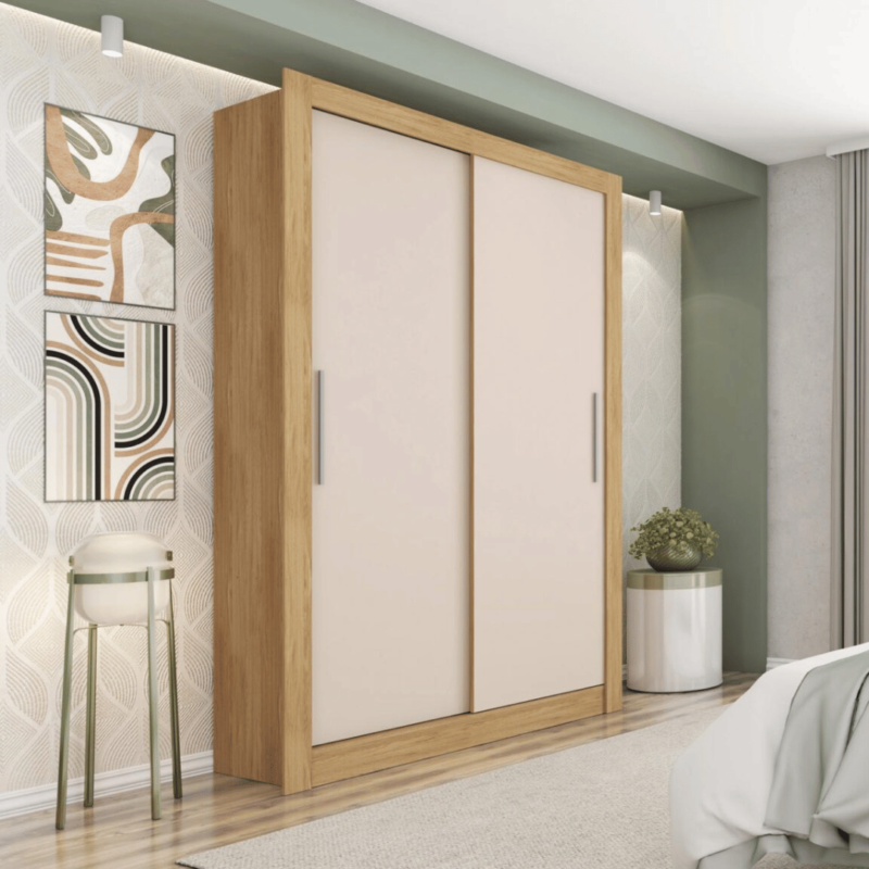 Straun 2 Door Sliding Wardrobe - Contemporary Design, Ample Storage, and Durable Construction for an Organized Bedroom Environment.