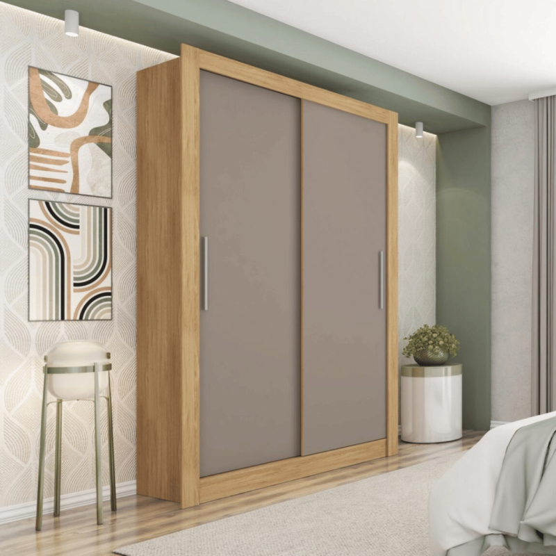 Straun 2 Door Sliding Wardrobe - Contemporary Design, Ample Storage, and Durable Construction for an Organized Bedroom Environment.