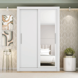 Straun 2 Door Sliding Wardrobe with Mirror: Modern Design and Spacious Storage for Bedroom Organization.