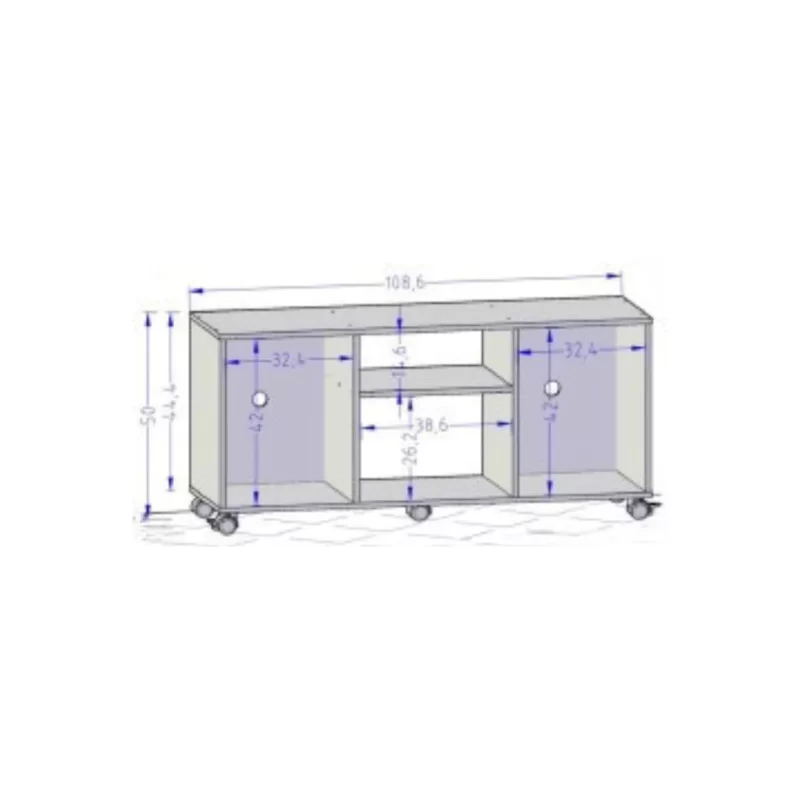 Nepal TV Stand with sleek modern design, open shelving, and enclosed storage compartments for electronics and accessories.