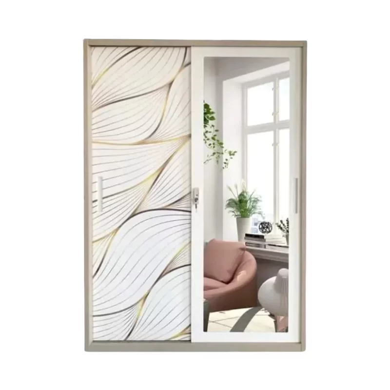 SL-04 2-Door Sliding Metal Wardrobe with modern design, sleek sliding doors, and spacious interior for organized storage.